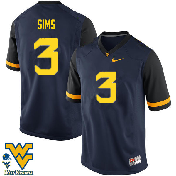 Men #3 Charles Sims West Virginia Mountaineers College Football Jerseys-Navy